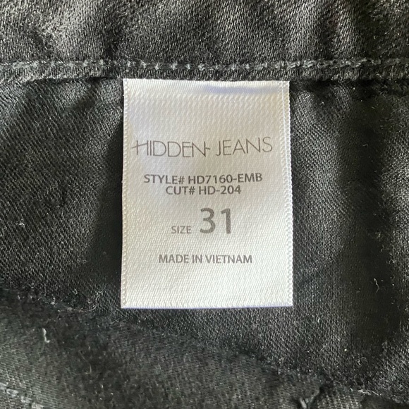 Hidden Jeans Black Floral Embroidered Distressed Skinny Crop Sz 31 - Picture 2 of 7